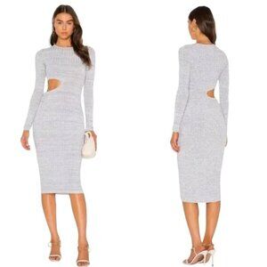 NWOT Aya Muse Shale Cutout Ribbed-Knit Midi Dress